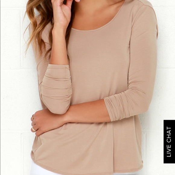 Lulus Tops - Open back brown long sleeve blouse